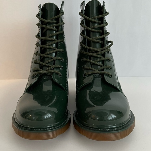 Design Lab Lace-up 8-hole Rubber Boots Green Size 6 - Picture 3 of 12